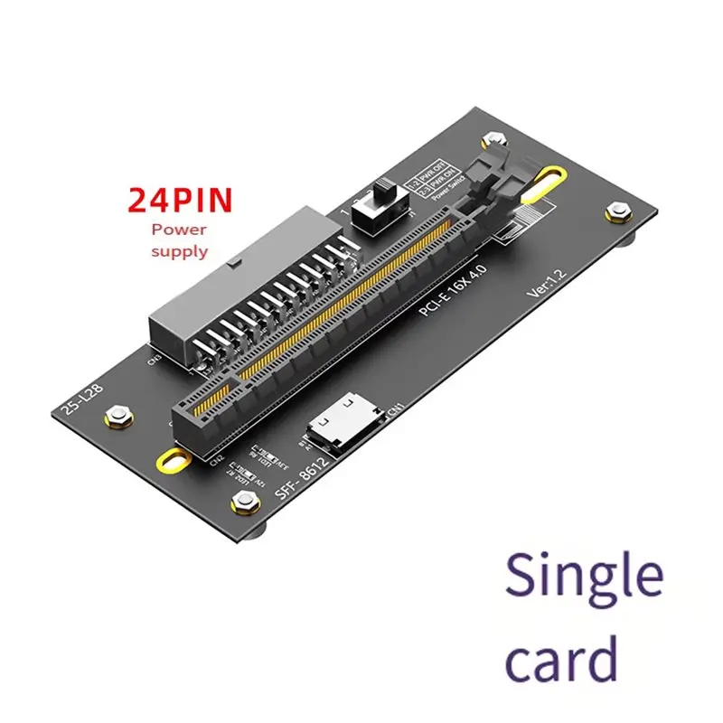 X64A-SFF-8612 SFF8611 NVME To PCIE4.0 GPU Riser Card With ATX 24Pin Power Supply For M. 2 NVME To PCIEX16 Extender 24PIN