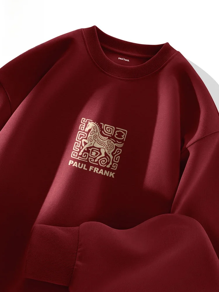 

Красная толстовка с принтом обезьяны с большим ртом, новогодняя коллекция, длинный рукав, хлопок/полиэстер, повседневная, свободного кроя