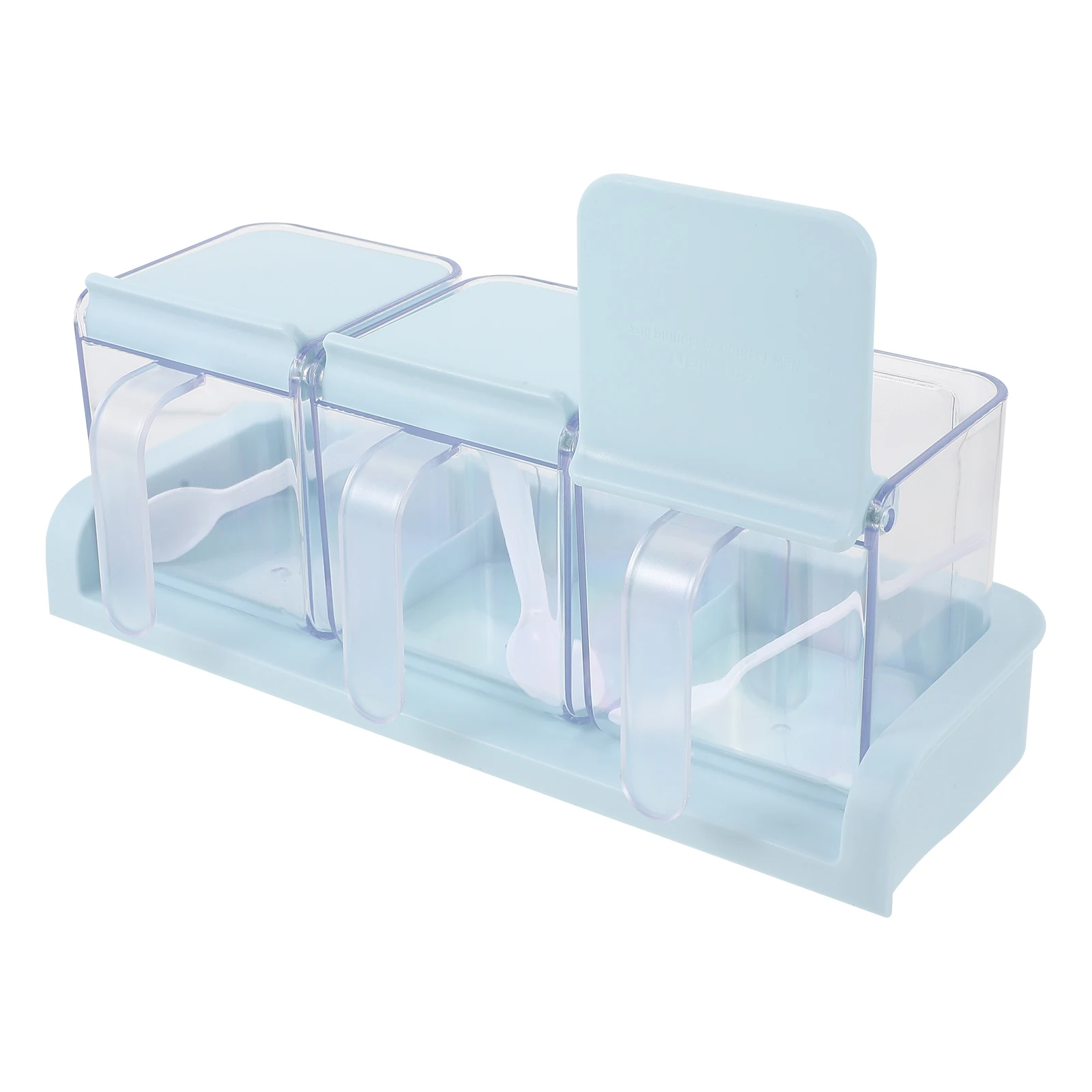 

1 set 1 Set Square Seasoning Box Container Jar For Salt Sugar Spice Storage Bpa Free Plastic Kitchen Organizer Holder Blue