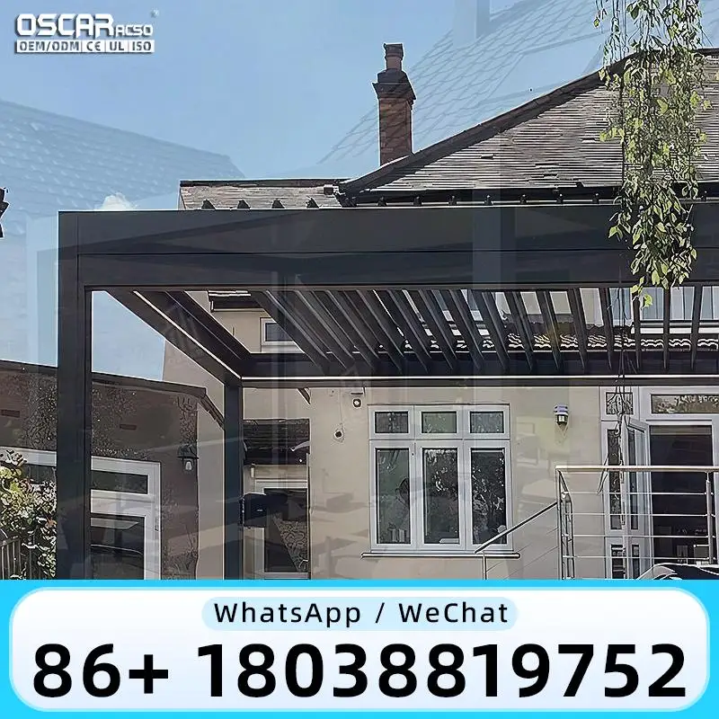 Outdoor Waterproof Electric Retractable Aluminum Awnings Customizable Size European American Garden Patio Balcony Use pergola