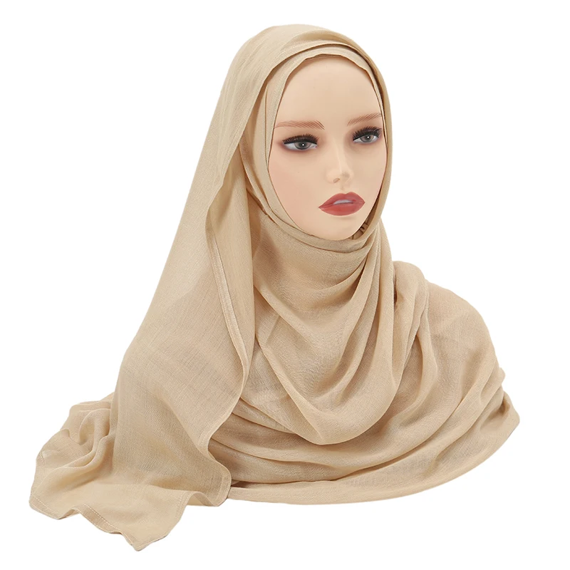 Rayon viscosa donna musulmana Hijab cotone pianura Musulman sciarpe Solid scialli islamici e avvolge morbido turbante da donna fascia velo