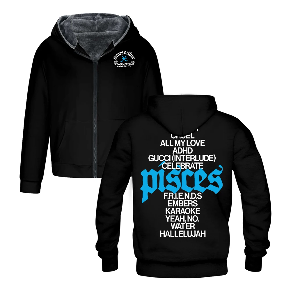 James Arthur Pisces Tracklist Hooded Jacket Parkas 2026 World Tour Long Sleeve Outerwear Coat Women Men Zip Up Hoodie