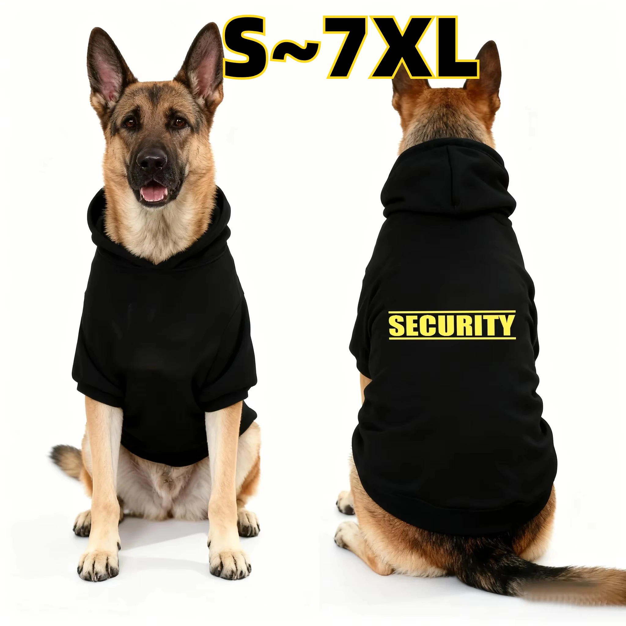 Security Printed Handsome Dog Hoodie Warm Pet Sportswear Medium and Large Dogs Outdoor Safety Pet Clothing  Dog Clothing
