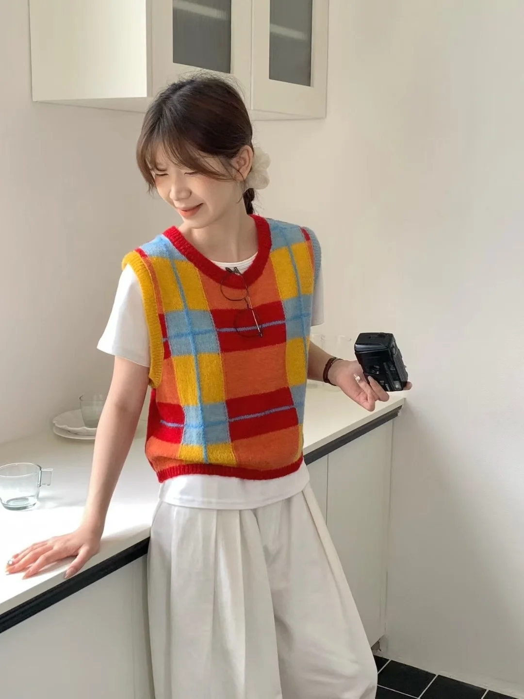 

Женский вязаный шерстяной жилет, осенняя новинка, с круглым вырезом, из длинноворсовой альпаки, мягкий, удобный, для повседневной носки, модный