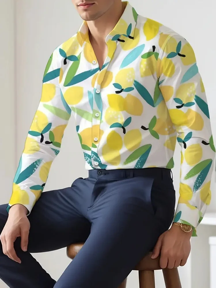 2025 新しいメンズ新しいトレンドシングルブレストシャツフラワープリントカジュアルベーシックコート春夏ビーチスタイルの服