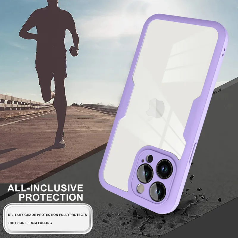 Funda de lujo 360 cuerpo completo transparente frontal y trasera para iPhone 17 16 15 14 13 11 12 Pro Max XS X 7 Plus con marco de silicona a prueba de golpes 6