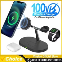 3 in 1 100W Magnetic Wireless Charger Stand For Magsafe iPhone 16 15 14 13 12 Apple Watch 8 7 Airpods Pro Fast Charging Station