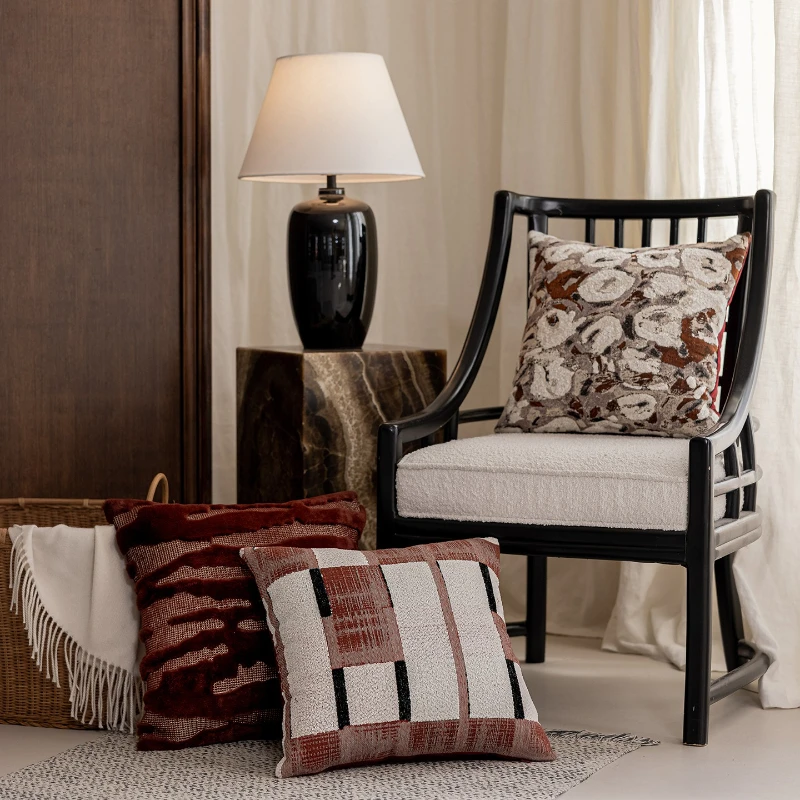 45x45CM French Plush Throw Pillow Cover Jacquard Geometry Stamping Waist Cushion Cover Decor Home Decorative Pillowcase