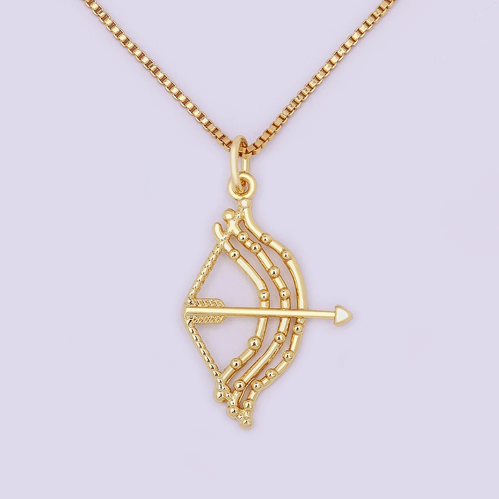 Nidin INS Fashion New Trendy Bow and Arrow Pendant Necklace for Women Men Collar Gold Plated Archery Choker Chain Jewelry Gift