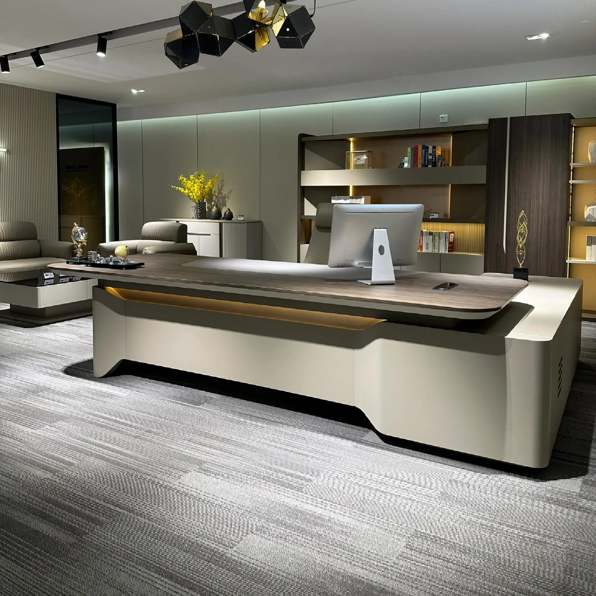 

Modern Minimalist Executive Desk for CEO Office,Luxury Wooden Boss Desk with Storage, Office Desk,Commercial Workspace Furniture