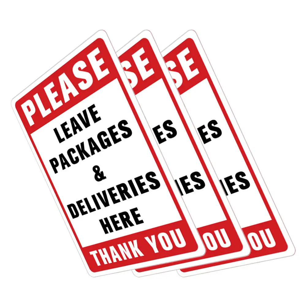 3Pcs Deliver Packages Here Wall Sticker PVC Adhesive Delivery Sign for Doors Walls Package Loss Prevention