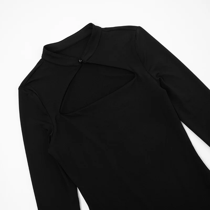 2026 Neu eingetroffen: Sexy figurbetontes Kleid mit Ausschnitt am Kragen, langen ausgestellten Ärmeln und schmaler Bleistift-Mini-Silhouette – perfekt für Club, Party und besondere Anlässe – Detail 11