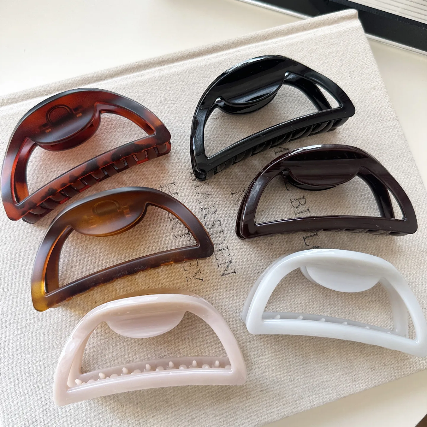 Chocolate Color Half Circle Hair Jaw Clip for Women Large Size Premium Updo Shark Clip Non Slip Strong Hold Daily