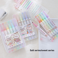 6pcs Pastel Color Highlighter Pen Double Tip Marker Pens Fluorescent Pen Drawing Highlighters Cute Stationery School Supplies