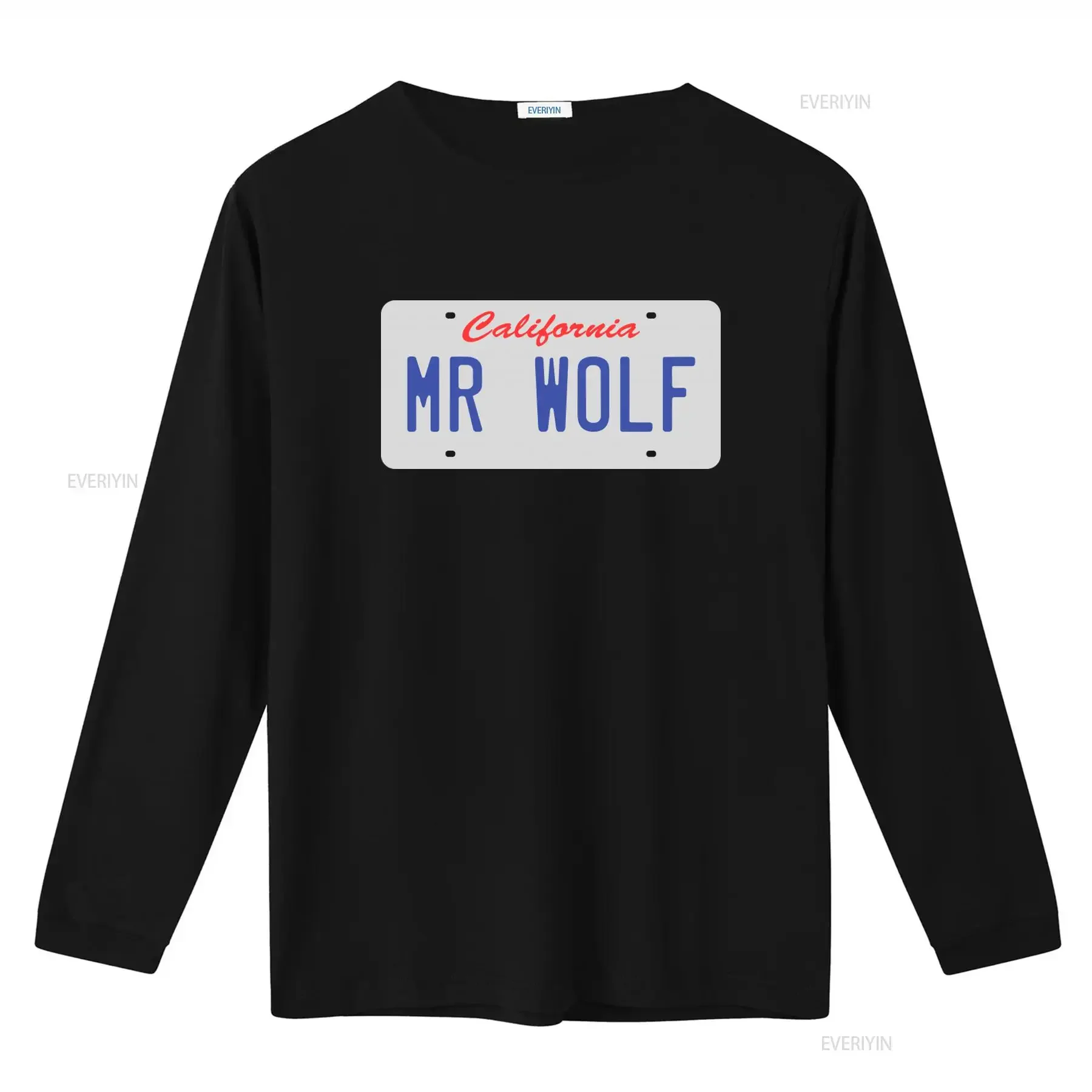 California Mr Wolf License Plate Design T Shirt for Fashion Casual vintage Washed streetwear Breathable designer clothes view 2