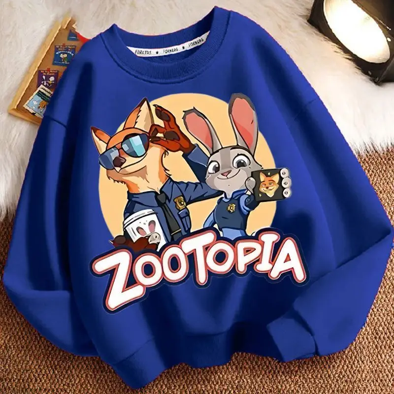 Printemps enfant garçon vêtements enfants filles Disney Zootopia 2 Judy Hopps Nick Wilde imprimer sweat haut bébé dessin animé pull