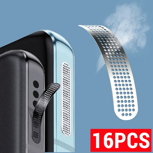 16-1 SZT. Uniwersalna Metalowa Siatka Ochronna Przeciwkurzowa Samoprzylepna Naklejka na Głośnik do iPhone 17 16 Pro Max 16Plus Metalowa Osłona Przeciwkurzowa z Siatki
