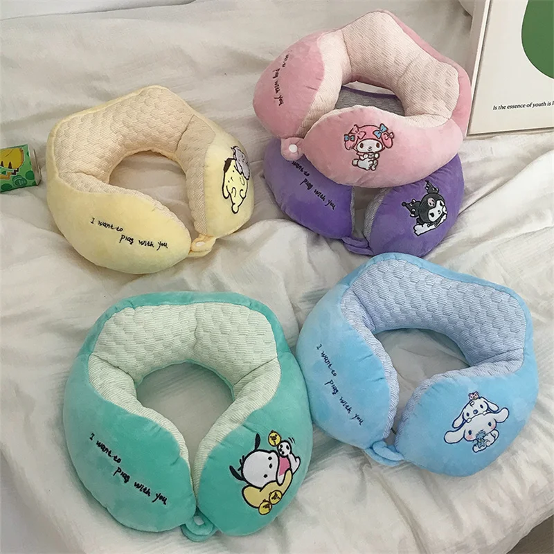 

Anime U-shaped Pillow Cartoon Hello Kitty Melody Kuromi Cinnamoroll Nap Pillow Portable Travel Neck Pillow Birthday Gift