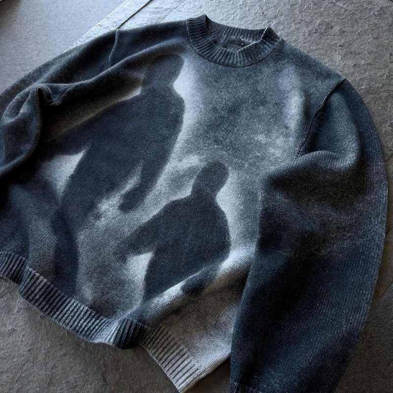 

Новый стиль, свободный пуловер с круглым вырезом, вязаный свитер, готический ретро, уличная мода, хип-хоп, осенне-зимний повседневный топ, одежда Y2K