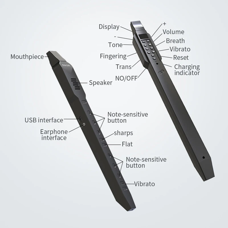 Mini Elektroniczny Saksofon Midi Bluetooth Elektryczny Instrument Dęty dla Seniorów Początkujących Elektroniczny Instrument Dęty Cyfrowy Saksofon