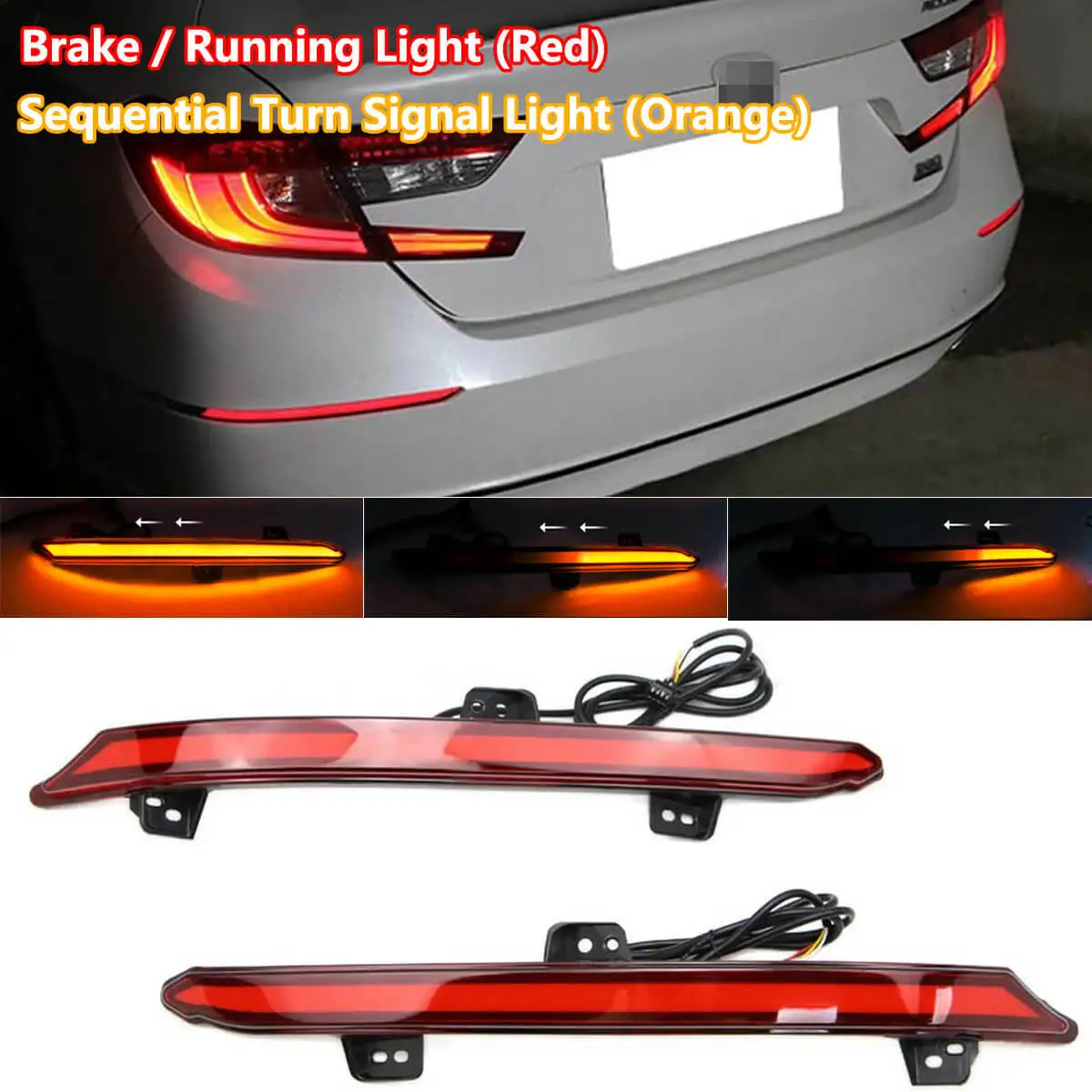 

For Honda Accord 2018 2019 2020 2021 LED Reflector Rear Bumper Tail Brake Light DRL /Sequential Turn Signal Lamp Car Accessorie