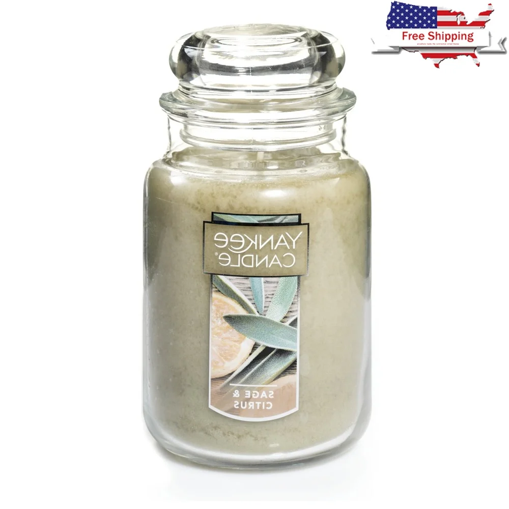 

Scented Jar Candle Sage Citrus Fragrance 110 Hour Burn Time Paraffin Wax Natural Fiber Wick Large Candle Gift Home Decor