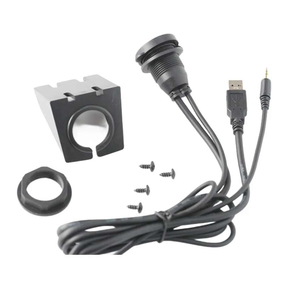 Black USB 3.0 AUX Panel Enhanced Audio Quality Connector USB Extension Cable Marine USB Socket Waterproof Dust Cap