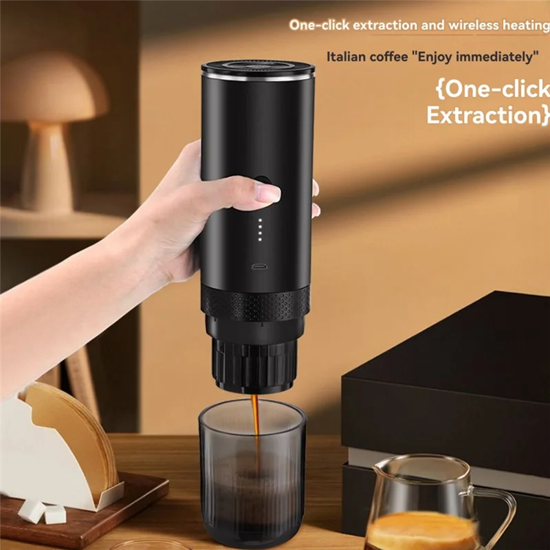 

A98I-Portable Electric Espresso Coffee Machine With Heating Function Cordless Rechargeable Handheld Coffee Maker For Camping