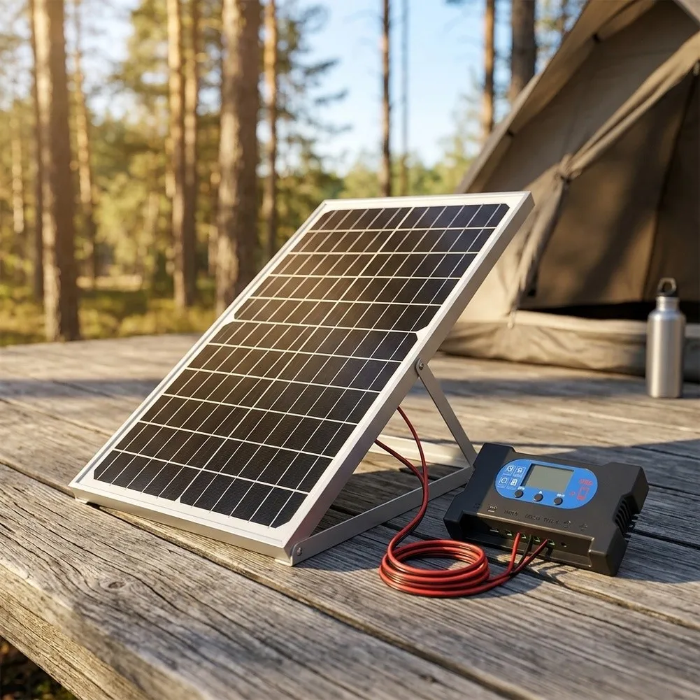 17W Monocrystalline Solar Panel for Battery Charging 5V 12V 18V Output with Weather Resistant and Moisture Protected Design