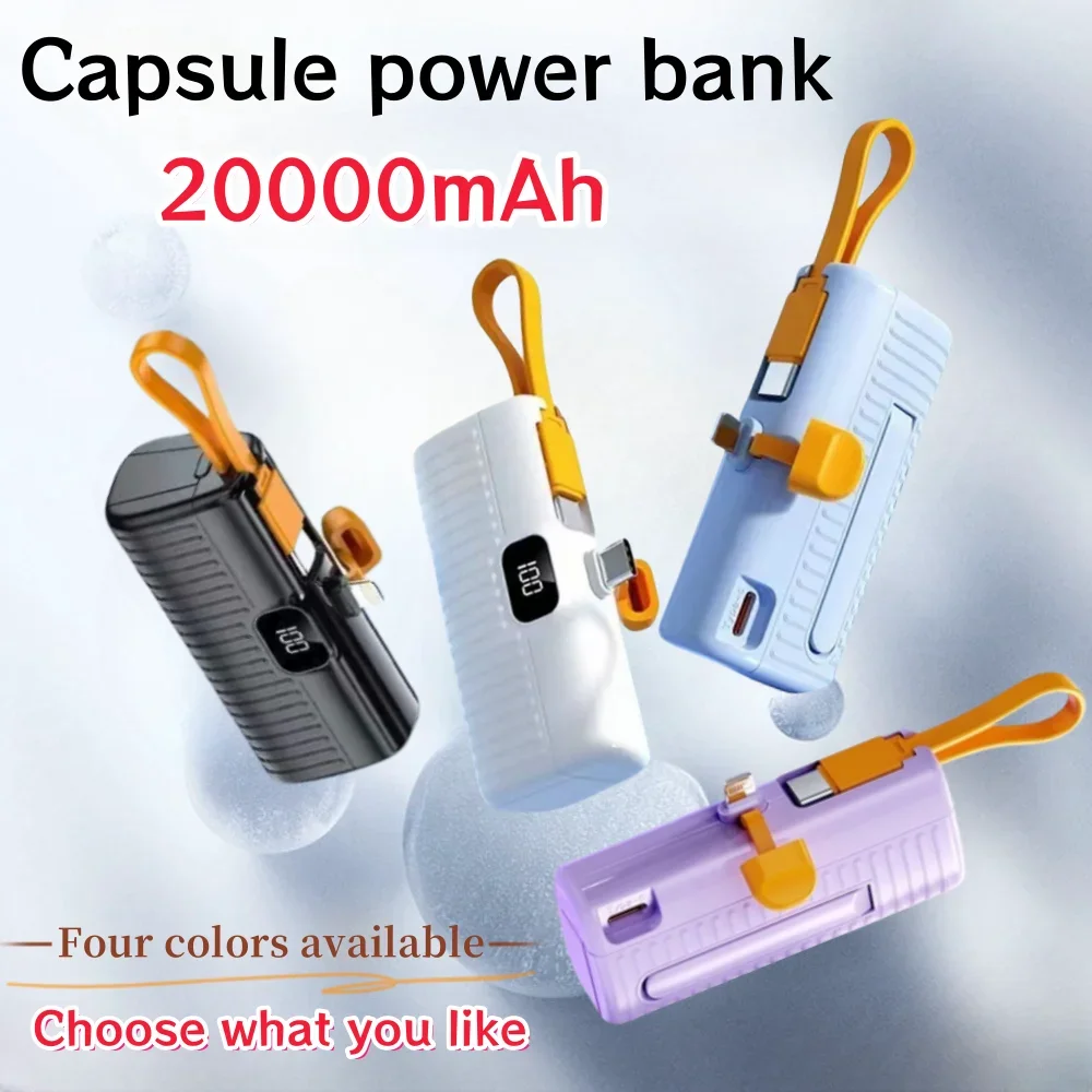 

Mini Power Bank 20000 mAh Compact Capsule Stand Power Bank Fast Charging Suitable for iPhone Samsung