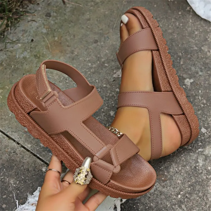 

Женские летние сандалии, повседневные сандалии на плоской подошве с регулируемой опорой свода стопы, удобные сандалии на толстой подошве