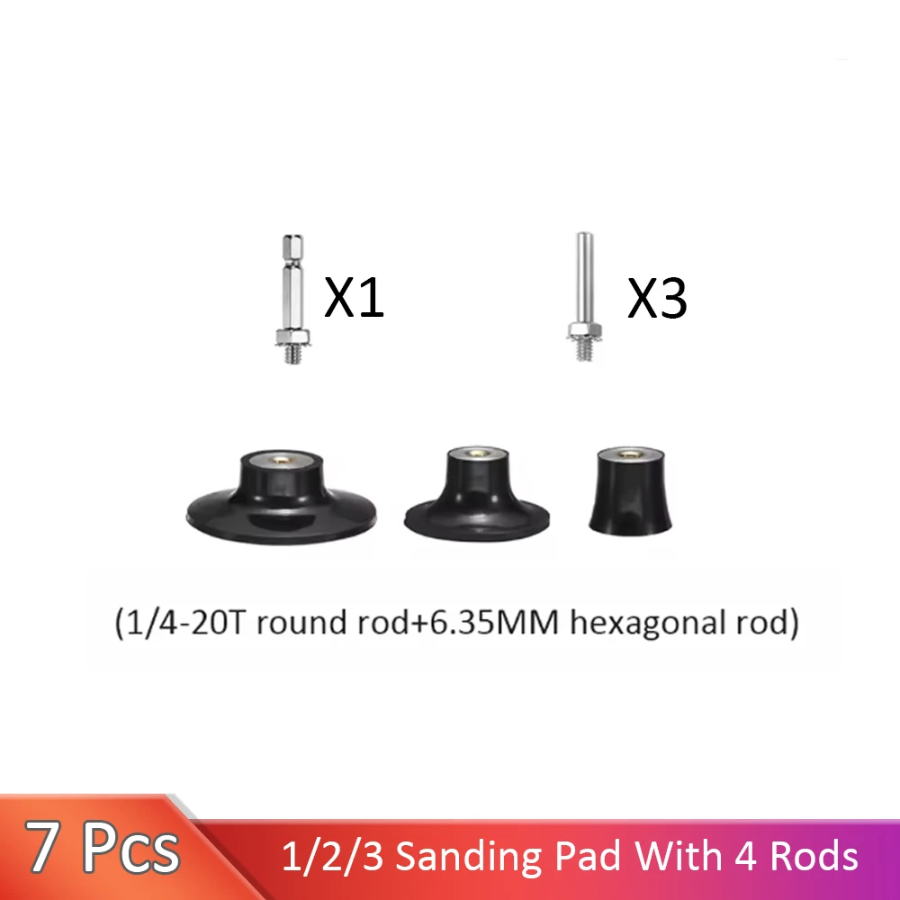 7 Pcs 1/2/3''Quick Change Disc Pad Holder Set 3 Pcs Roll Lock Disc Holder with 2 Rods for Die Grinder Accessories Rotating Tool