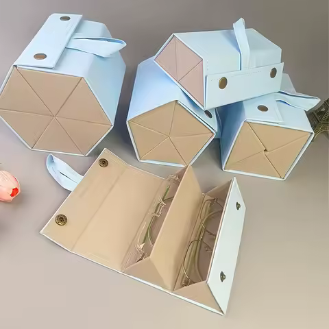 Durable Multi-slot Foldable Glasses Organizer Travel Leather Eyeglasses Holder Display Storage Box