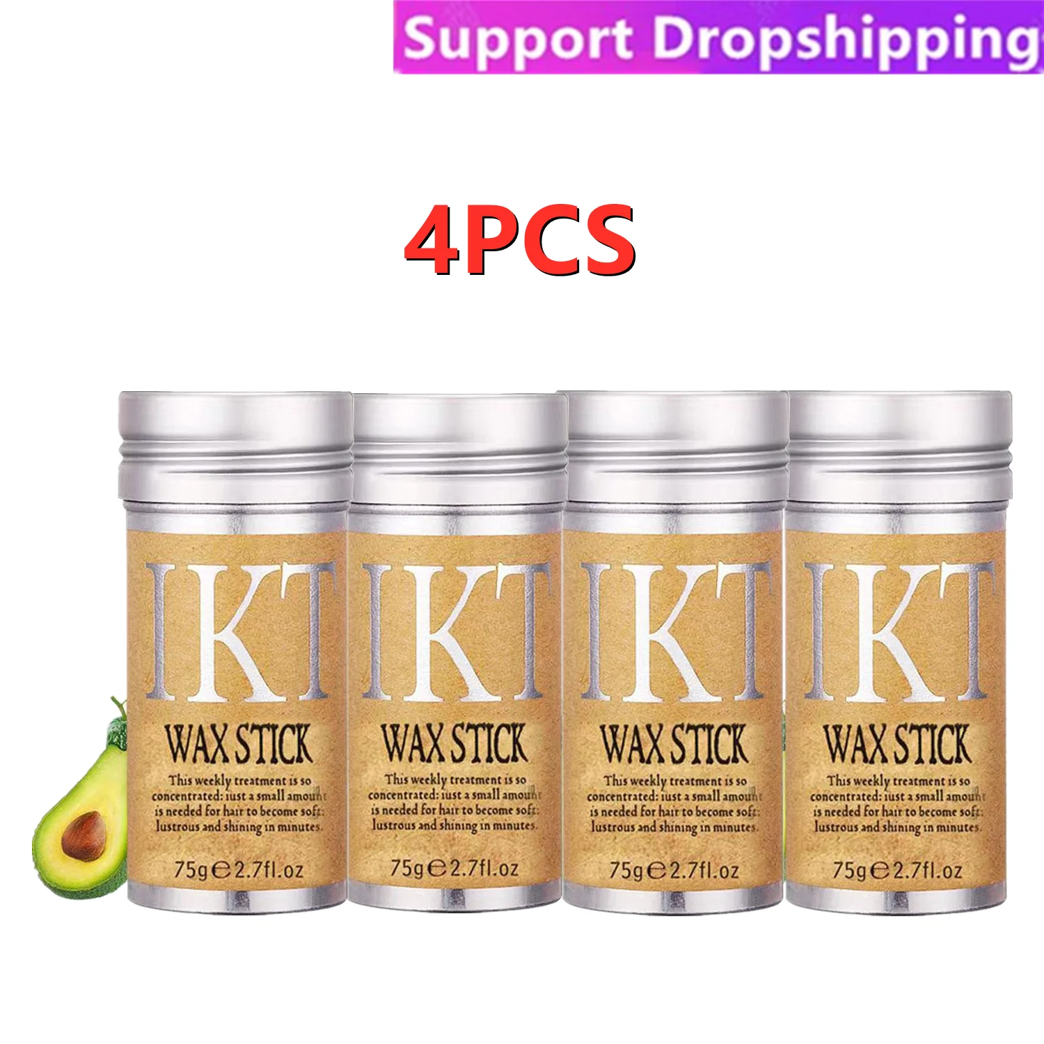 

4PCS IKT 75g Strong Hold Hair Wax Stick For Hair Styling Wig Knots Healer Gel Stick Thin Baby Hair Perfect Line