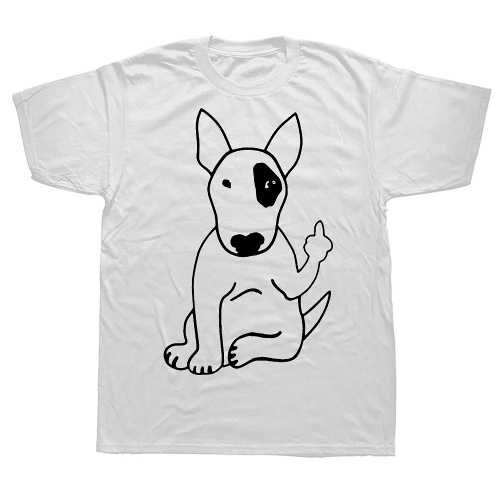 Novelty English Bull Terrier Middle Finger Dog Lover T Shirts Graphic Cotton Streetwear Short Sleeve Birthday Gifts T-shirt Men