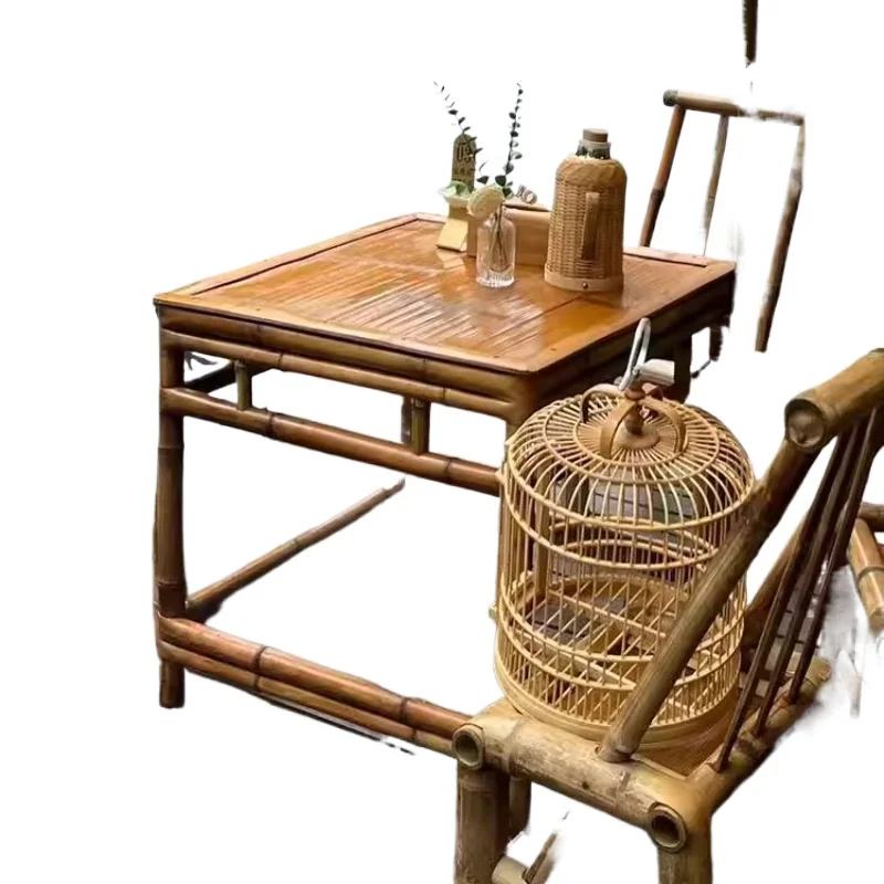 

Homestay yard special bamboo table and chair combination Chinese garden bamboo table and chair outdoor bamboo table