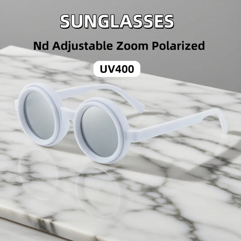 

New Nd Adjustable Zoom Round Frame Polarized Sunglasses Men's Outdoor Sun Protection High-end Glasses UV400 Shades Eyewear
