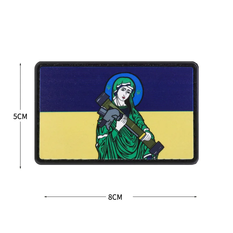 Beata vergine maria Tactical PVC Patch bandiera ucraina distintivo militare santa madre Morale distintivi su zaino Hook & loop Patch