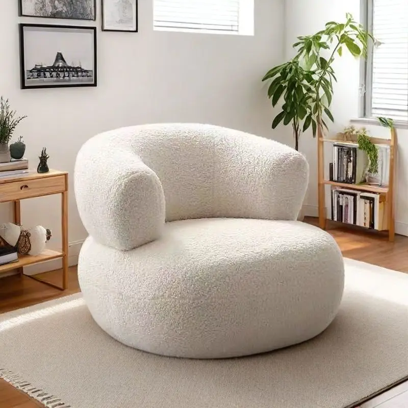 Hot Bedroom Furniture Nordic Furniture Lazy, Chair, Balcony, Sofa Chair Lamb Wool, Nordic Bedroom, Living Room, Single, Sofa, St image 2