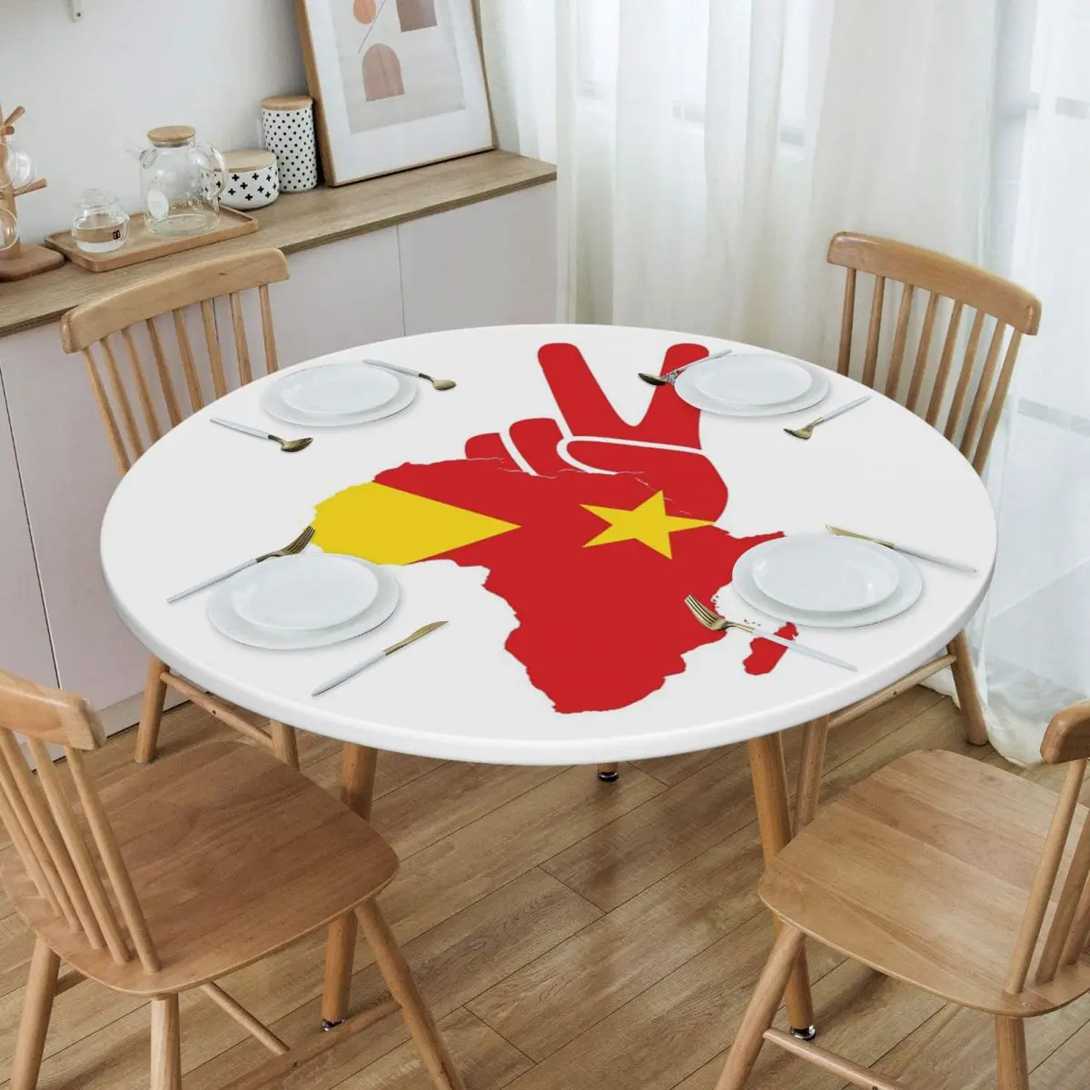 Tigray Peace Africa Proud Flag Ethiopian Tigray Waterproof Round Tablecloth Table Cloth for Kitchen Events Dining Table Cover