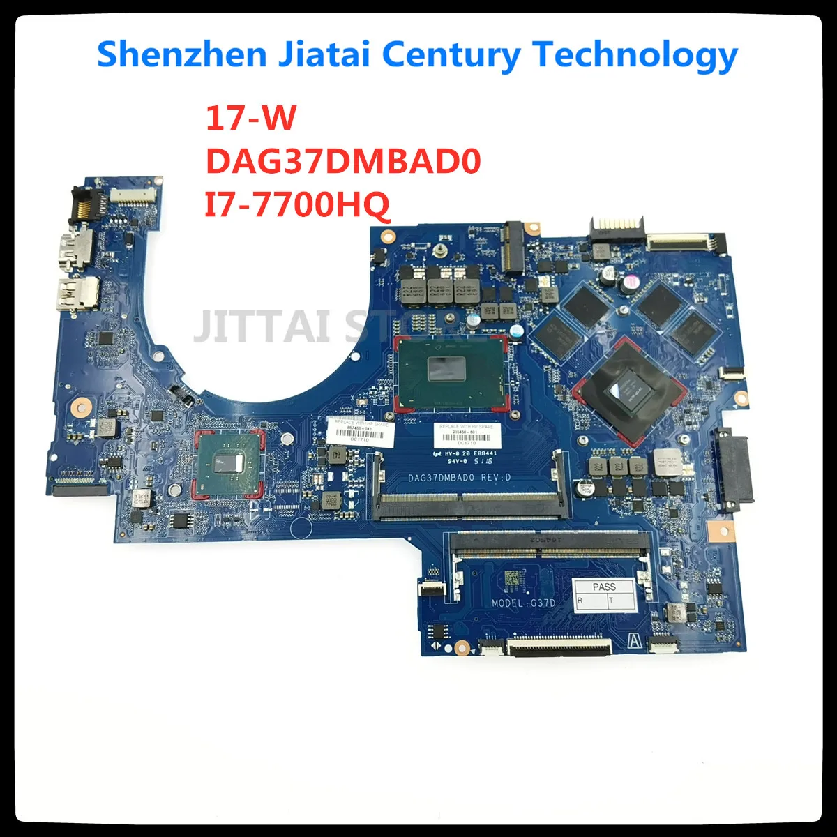 

For HP PAVILION 17-AB 17-W series motherboard 915466-601 915466-501 DAG37DMBAD0 G37D with 1050 2GB i7-7700HQ