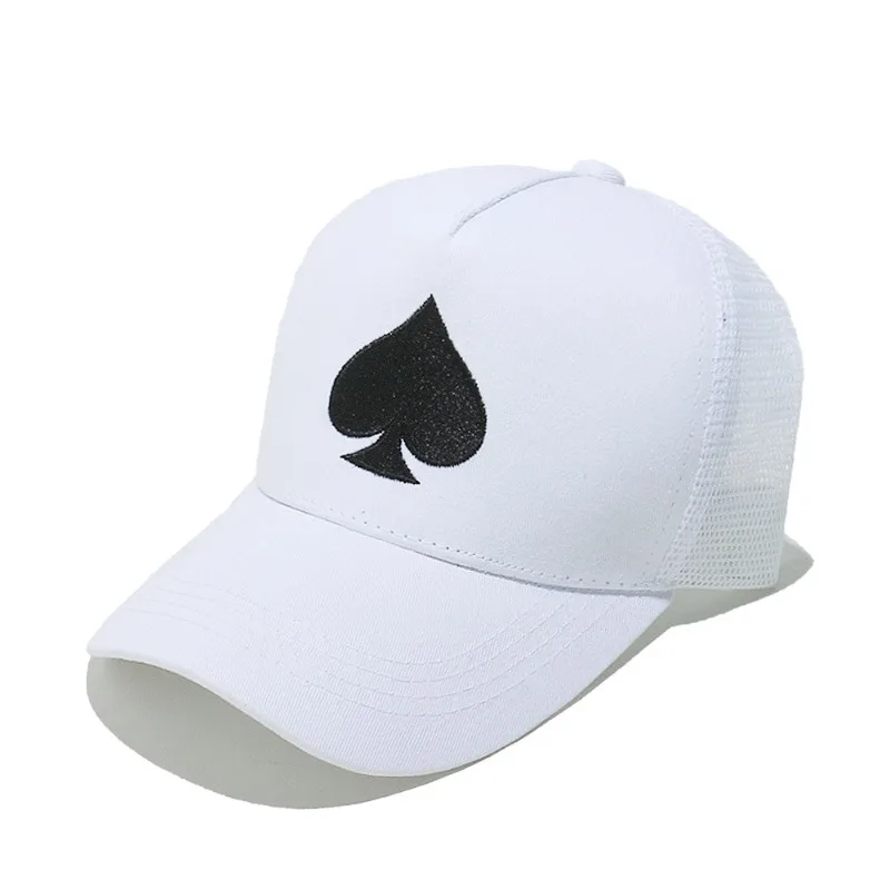 Cross Border Sunshade Hat, Hip-hop Personalized Peach Heart Poker Baseball Cap, Mesh Cap for Men and Women, Adjustable