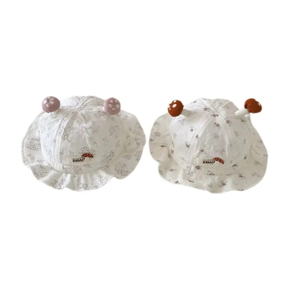 

Trendy Cotton Bonnet Breathable Sun Protection Infants Bonnets Flower Print Adjustable Fisherman Hat Spring Summer