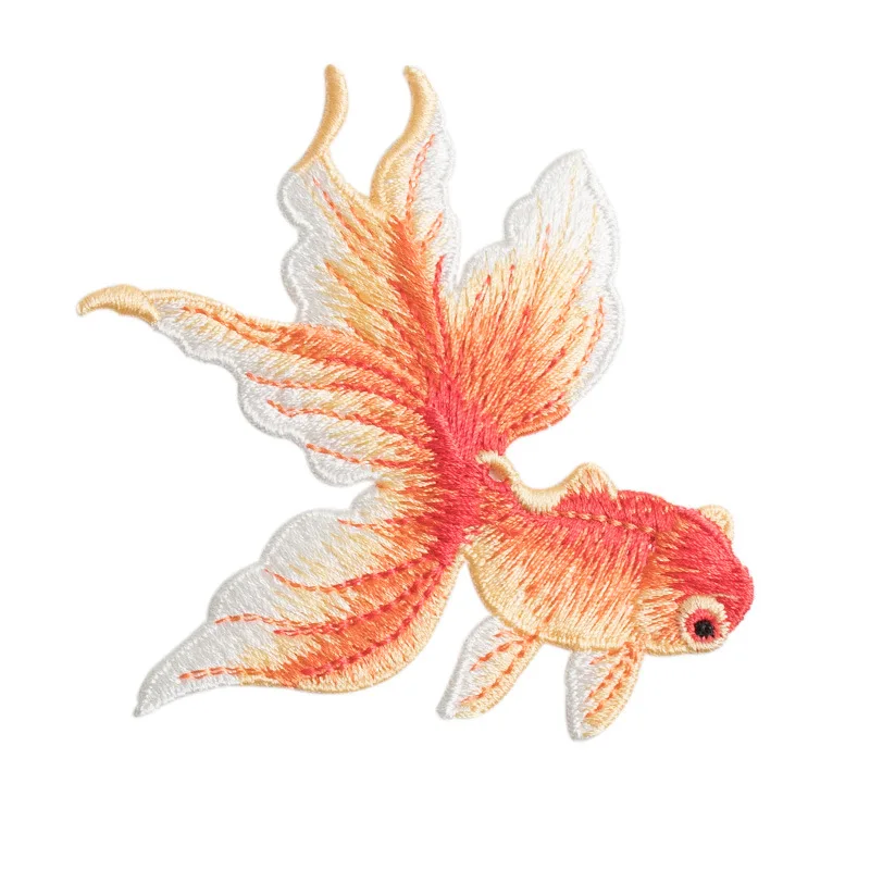 Retro Goldfish Style Embroidery Patch Stickers Ethnic Style Cloth Stickers Clothing Bag Decoration DIY Patch Stickers