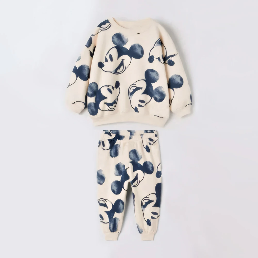 2Pcs Baby Boy Clothes Set Mickey Long Sleeve Kids Sweatshirts + Pants Spring Autumn Toddler Baby Girl Tracksuit Clothing