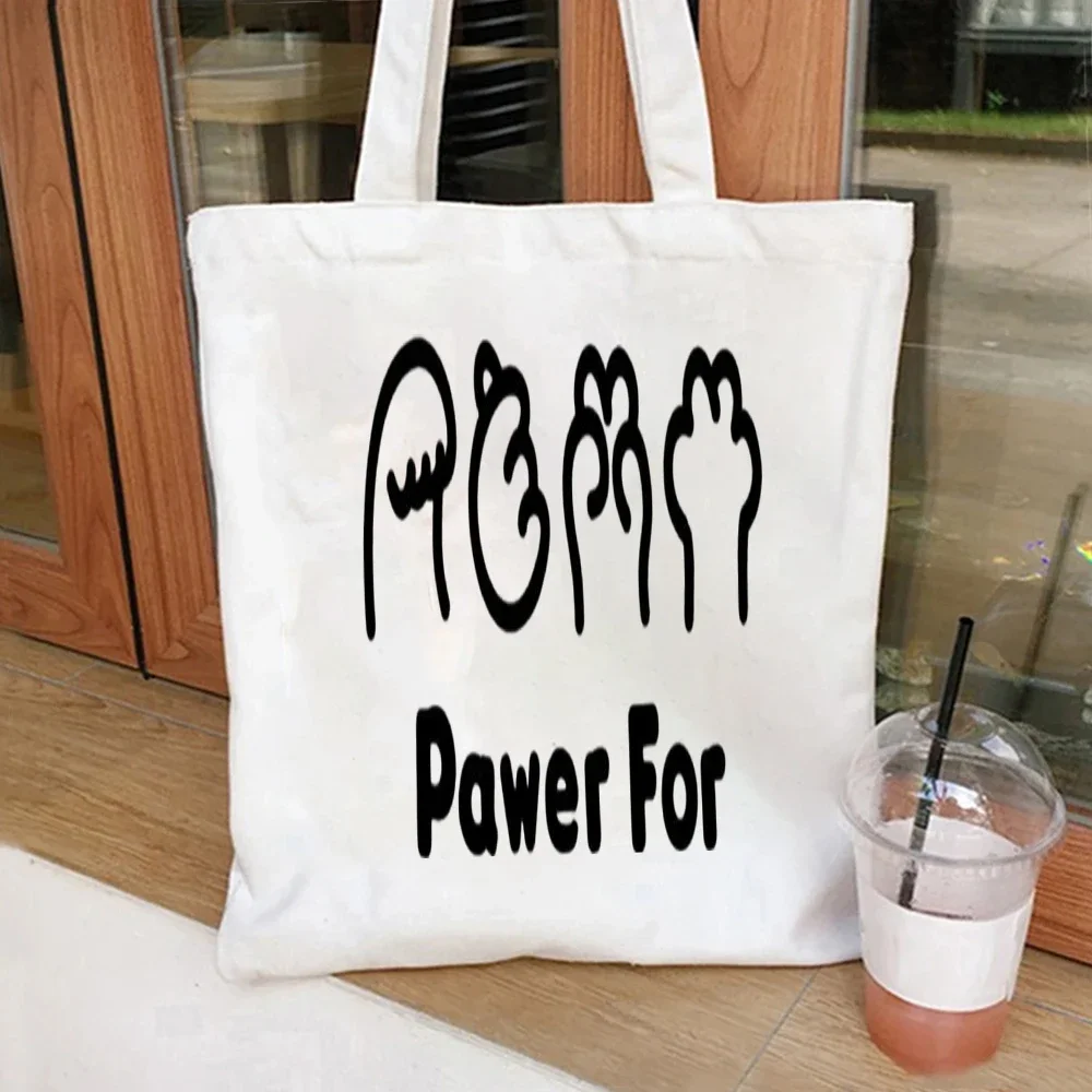 Dog Paw Canvas Tote Bag Cute Puppy Print Handbag For Dog Lover Daily Casual Shopping Bag Daily Shopping,Commute,Travel