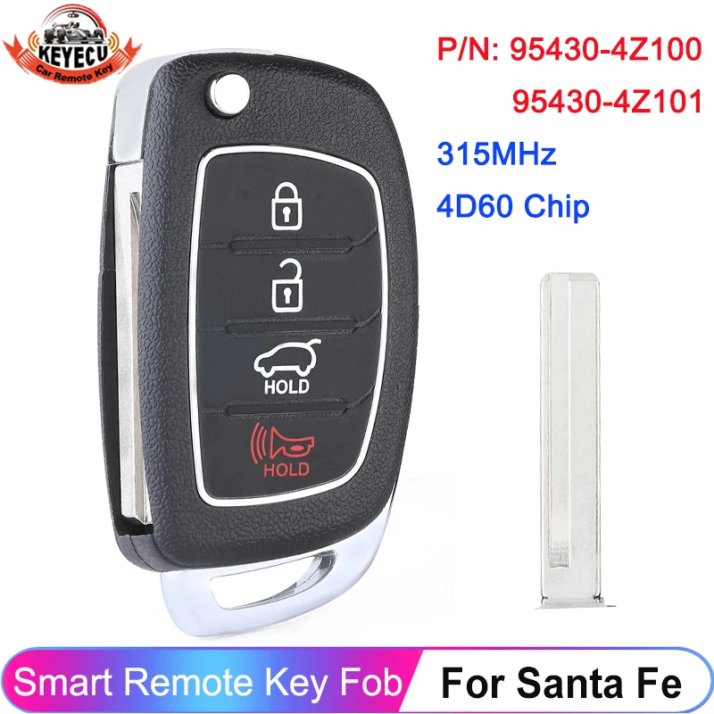 

KEYECU 95430-4Z100 95430-4Z101 315MHz 4D60 Chip For Hyundai Santa Fe 2013 2014 2015 2016 2017 Remote Smart Key Fob TQ8-RKE-3F04