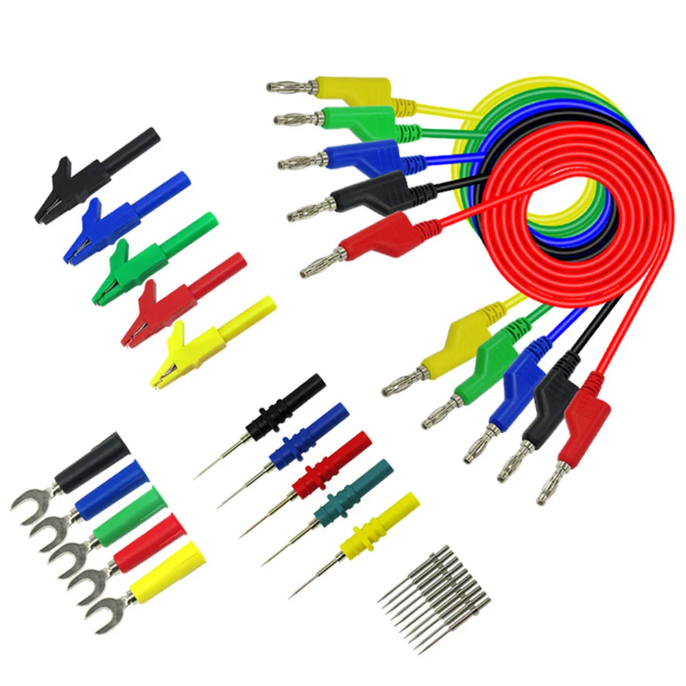 30 Pcs Multimeter Test Leads 4mm Banana Connector Cable Set With Crocodile Clips Probes For Electrical Testing Measurement Tool