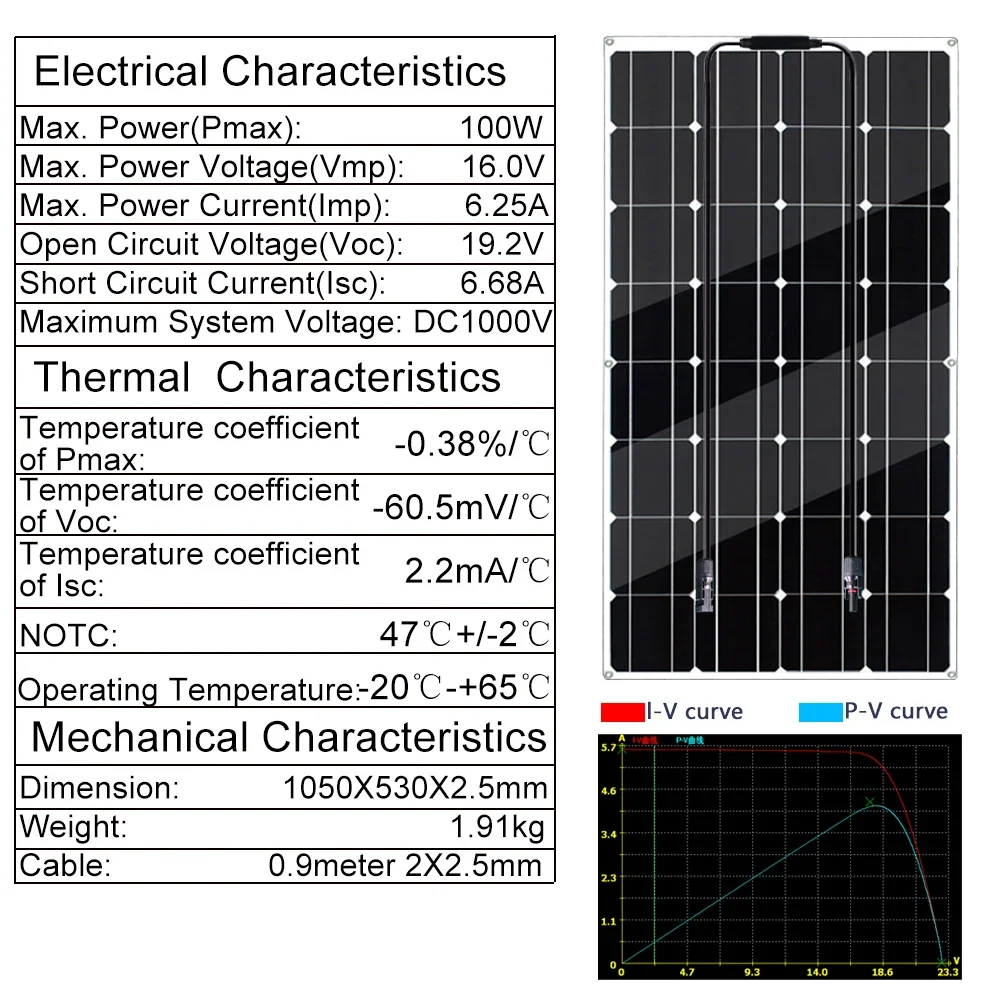 12V Flexible Solar Panel 600W 100W 200W 300W 400W 500W Bendable Waterproof Monocrystalline Best Solar Panel China for RV Boat