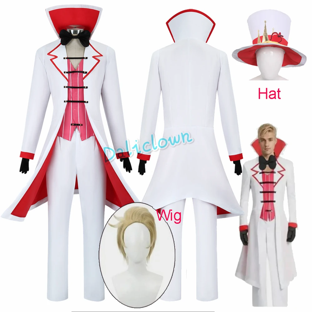 

Lucifer Morning Star Cosplay Costume Hazbin Men Hotel Fancy Outfit Hat Wig Halloween Party Costume Uniform Suit Anime Cosplay